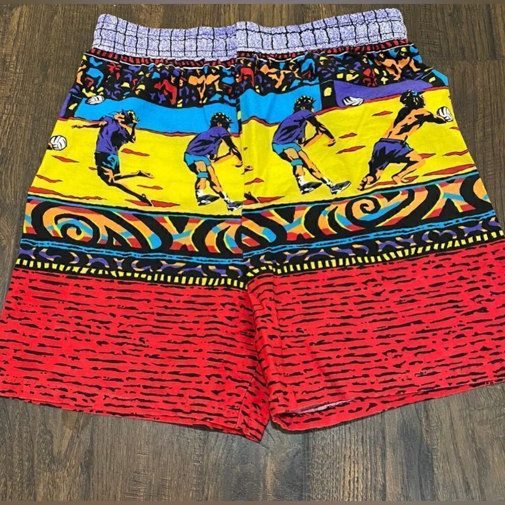 Vtg 1980s Connection Retro Volleyball Shorts Set Size 16/18 L XL youth sand